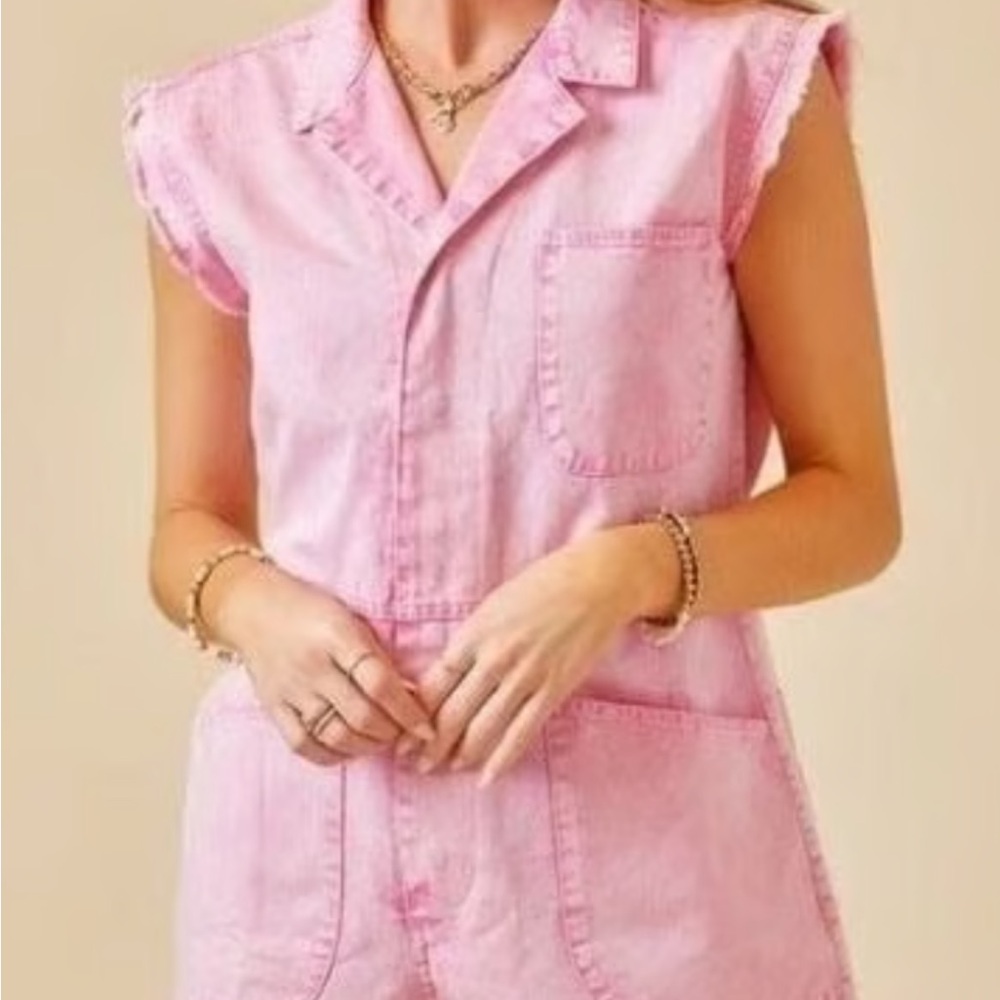 TALULAH Pink denim oversized romper